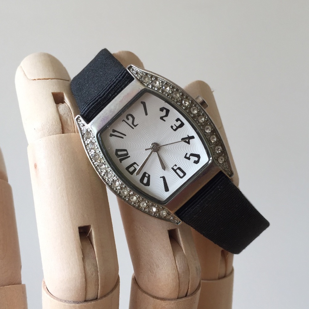 Black Grosgrain Strap Watch